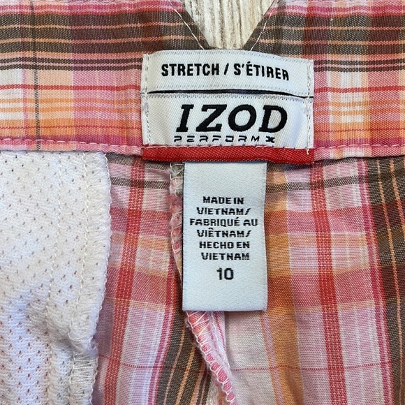 Izod Perform X Stretch Pink Plaid Bermuda Shorts Size 10 - Picture 4 of 7